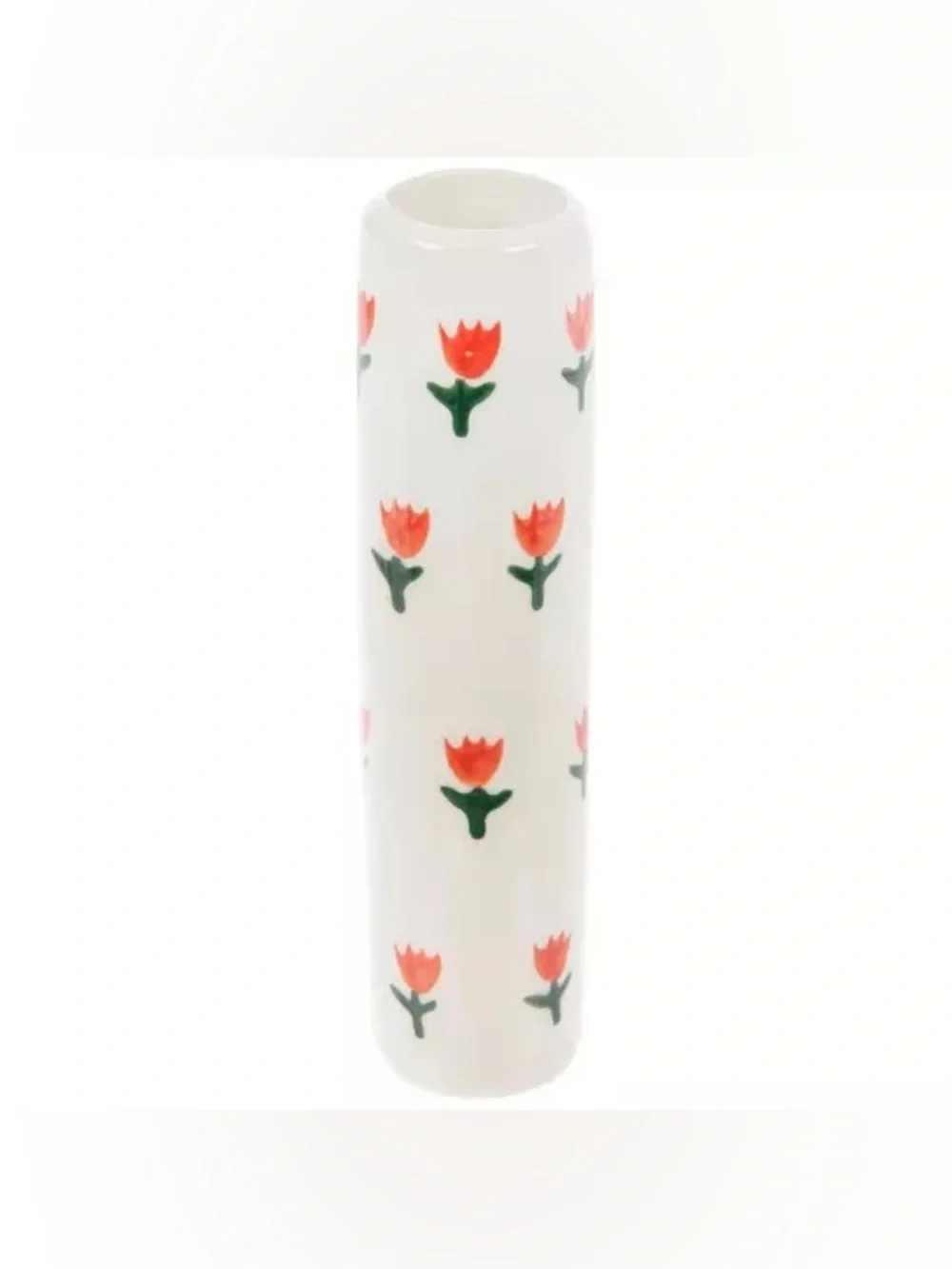 (2) Red Tulips Cylinder Bud Vase